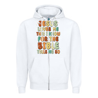 White jesus loves me this i know for the bible tells me Zipper Hoodie - MaliasSmallBusiness