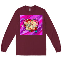 Burgundy valentines day playing cards and pearl watercolor Long Sleeve Tee - AdoDesignShop
