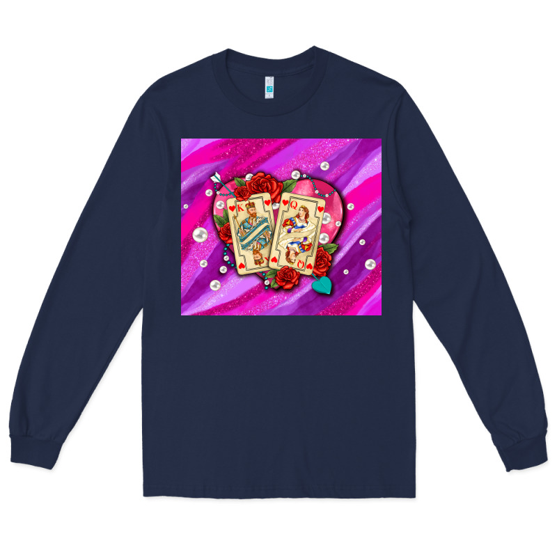 Valentines Day Playing Cards And Pearl Watercolor Long Sleeve Tee by AdoDesignShop | Teevron