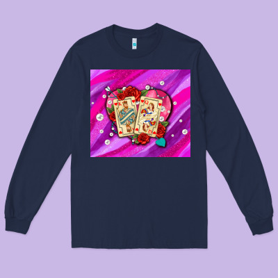 Valentines Day Playing Cards And Pearl Watercolor Long Sleeve Tee Designed By Adodesignshop