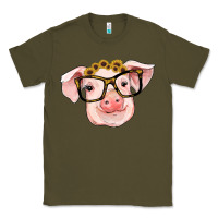 Army Green sunflowers with pig Classic Tee - RanaPortraitStore