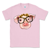 Bubblegum Pink sunflowers with pig Classic Tee - RanaPortraitStore