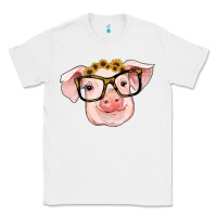 White sunflowers with pig Classic Tee - RanaPortraitStore