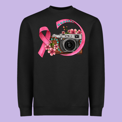Floral Cancer Ribbon Vintage Camera Heavyweight Sweatshirt Designed By Fadigitalartstudio