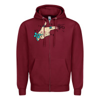 Western Turquoise Gun Hand Zipper Hoodie | Teevron