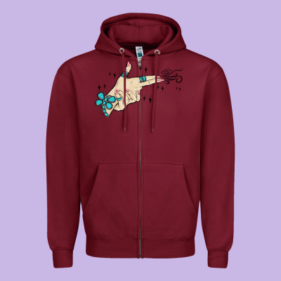 Western Turquoise Gun Hand Zipper Hoodie Designed By Maliassmallbusiness