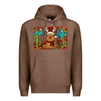 Chestnut western christmas reindeer with background Premium Hoodie - Jasminsmagicworld