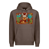 Coffee western christmas reindeer with background Premium Hoodie - Jasminsmagicworld