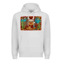Dove Grey western christmas reindeer with background Premium Hoodie - Jasminsmagicworld