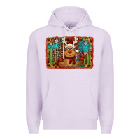 Lilac western christmas reindeer with background Premium Hoodie - Jasminsmagicworld