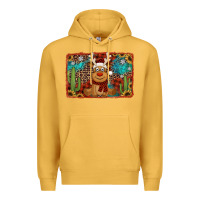Mustard western christmas reindeer with background Premium Hoodie - Jasminsmagicworld