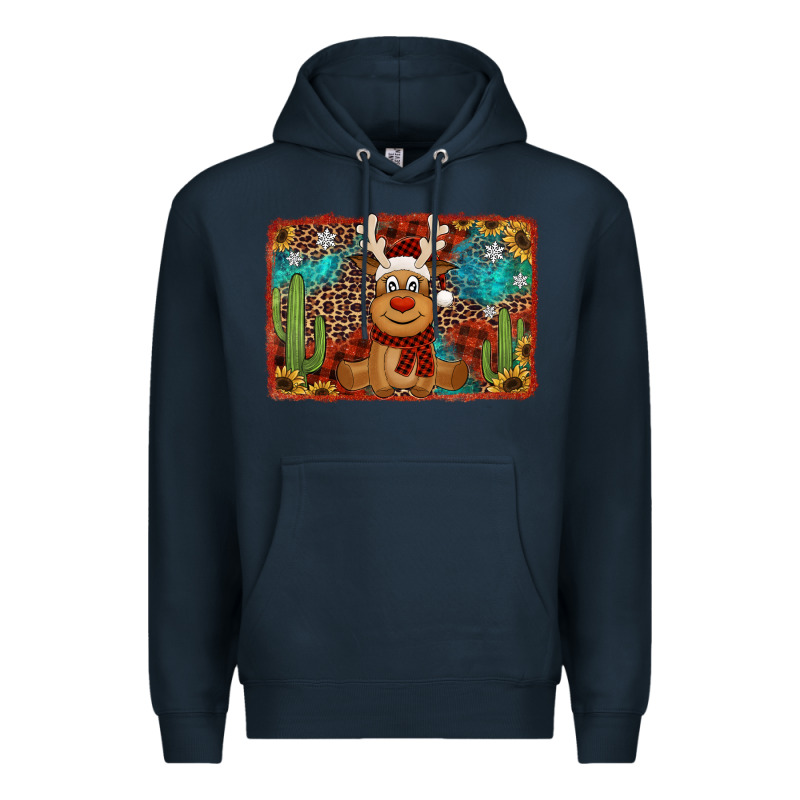 Western Christmas Reindeer With Background Premium Hoodie by Jasminsmagicworld | Teevron