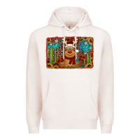 Pale Pink western christmas reindeer with background Premium Hoodie - Jasminsmagicworld
