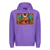 Purple western christmas reindeer with background Premium Hoodie - Jasminsmagicworld