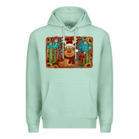 Seafoam western christmas reindeer with background Premium Hoodie - Jasminsmagicworld