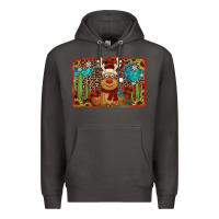 Smoke western christmas reindeer with background Premium Hoodie - Jasminsmagicworld