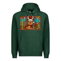 Sports Green western christmas reindeer with background Premium Hoodie - Jasminsmagicworld