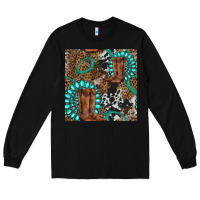 Black cowboy boot and gemstone Long Sleeve Tee - BundleAndBundleShop
