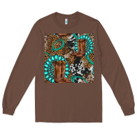 Chestnut cowboy boot and gemstone Long Sleeve Tee - BundleAndBundleShop