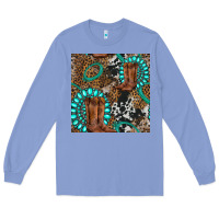 Colony Blue cowboy boot and gemstone Long Sleeve Tee - BundleAndBundleShop