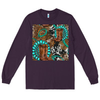 Plum cowboy boot and gemstone Long Sleeve Tee - BundleAndBundleShop