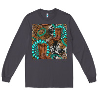 Smoke cowboy boot and gemstone Long Sleeve Tee - BundleAndBundleShop