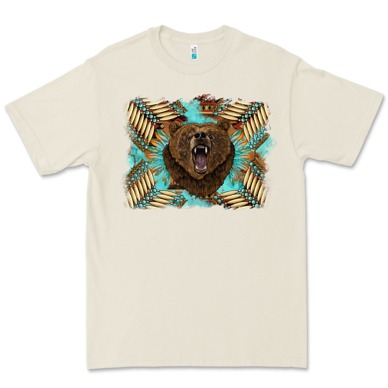 Bear Native American Background Premium Tee by BarkalooDesign | Teevron
