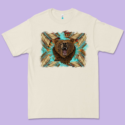 Bear Native American Background Premium Tee Designed By Barkaloodesign