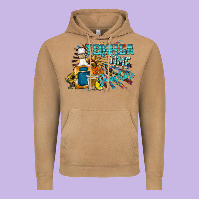 Tequila Time & Sunshine Vintage Hoodie Designed By Sublimationcraftshop