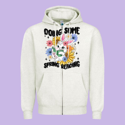 Doing Some Spring Reading Zipper Hoodie Designed By Maliassmallbusiness
