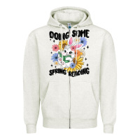 Oatmeal Heather doing some spring reading Zipper Hoodie - MaliasSmallBusiness