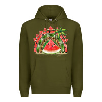Army Green watermelon slice  rainbow Premium Hoodie - BarkalooDesign