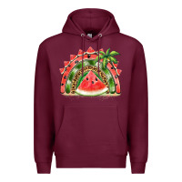 Burgundy watermelon slice  rainbow Premium Hoodie - BarkalooDesign