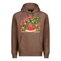 Chestnut watermelon slice  rainbow Premium Hoodie - BarkalooDesign