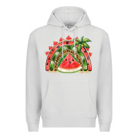 Dove Grey watermelon slice  rainbow Premium Hoodie - BarkalooDesign