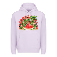 Lilac watermelon slice  rainbow Premium Hoodie - BarkalooDesign