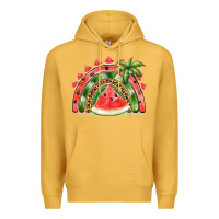 Mustard watermelon slice  rainbow Premium Hoodie - BarkalooDesign