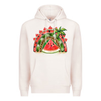 Pale Pink watermelon slice  rainbow Premium Hoodie - BarkalooDesign