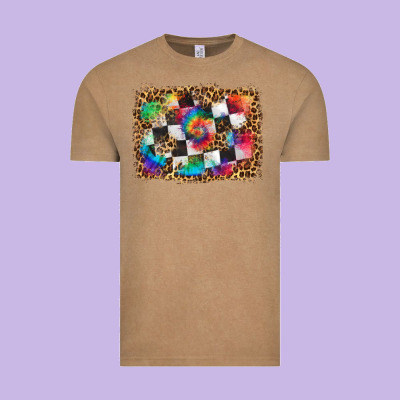Race Leopard And Tie Dye Background Vintage Tee Designed By Hra Design Shop