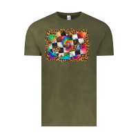 Vintage Olive race leopard and tie dye background Vintage Tee - HRA Design Shop