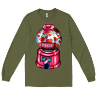 Army Green love and candy machine Long Sleeve Tee - AdoDesignShop