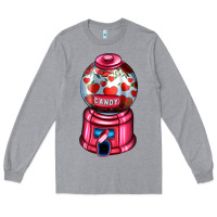 Heather Grey love and candy machine Long Sleeve Tee - AdoDesignShop