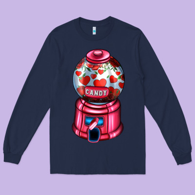 Love And Candy Machine Long Sleeve Tee Designed By Adodesignshop