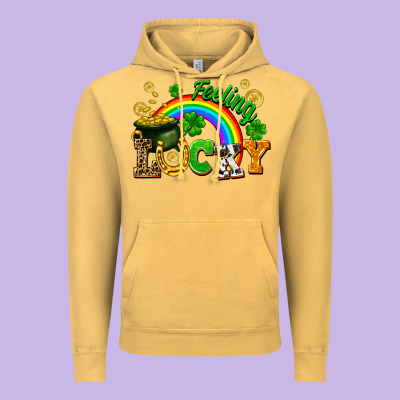 Feeling Lucky Vintage Hoodie Designed By Fadigitalartstudio