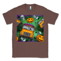Chestnut halloween bus and pumpkin seamless pattern Classic Tee - BundleAndBundleShop