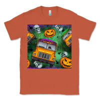 Copper halloween bus and pumpkin seamless pattern Classic Tee - BundleAndBundleShop