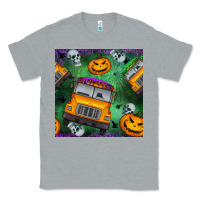 Heather Grey halloween bus and pumpkin seamless pattern Classic Tee - BundleAndBundleShop