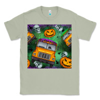 Matcha halloween bus and pumpkin seamless pattern Classic Tee - BundleAndBundleShop