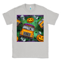 Moon Dust halloween bus and pumpkin seamless pattern Classic Tee - BundleAndBundleShop