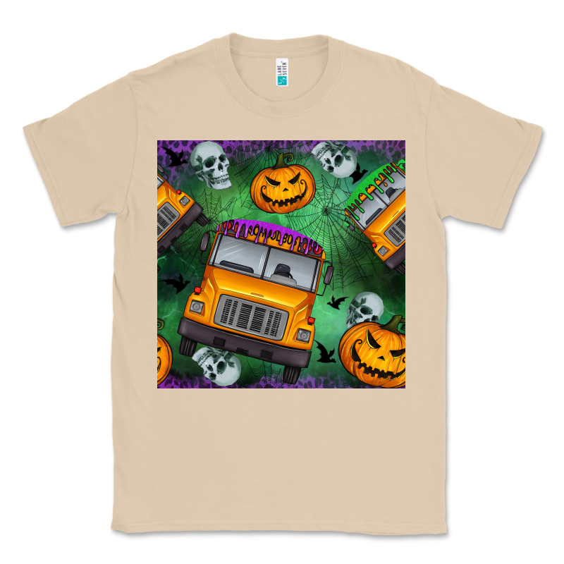 Halloween Bus And Pumpkin Seamless Pattern Classic Tee by BundleAndBundleShop | Teevron